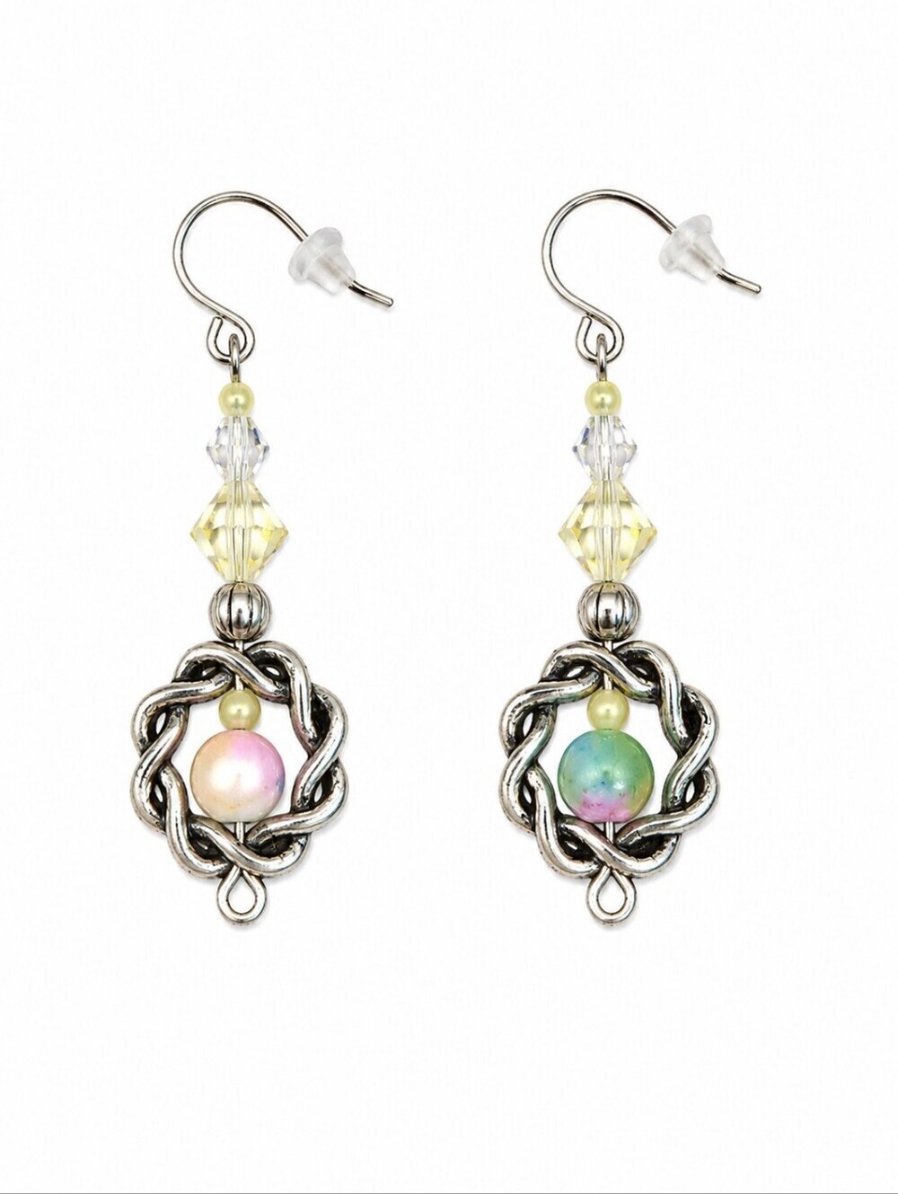 HANDMADE Dainty Swarovski Crystal Jade Bead Dangle Earrings